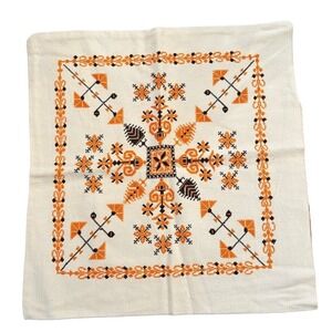 Vintage 70's style Pillow Case Cover Needlepoint Needlework Handmade 18x18